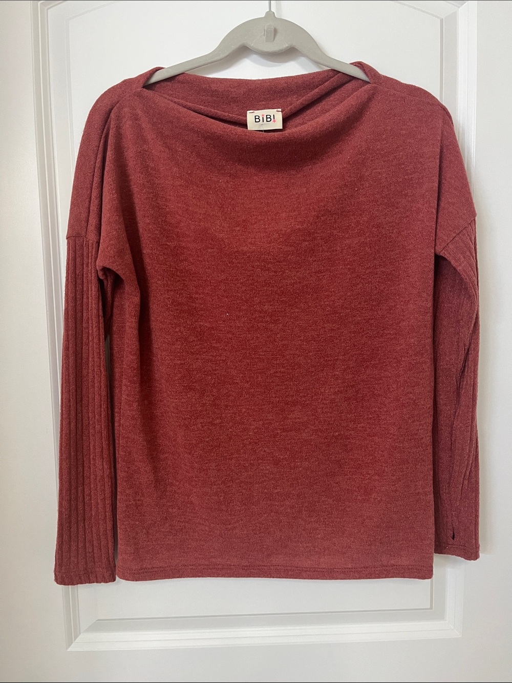 BiBi Women's Cowl Neck Sweater in Rose